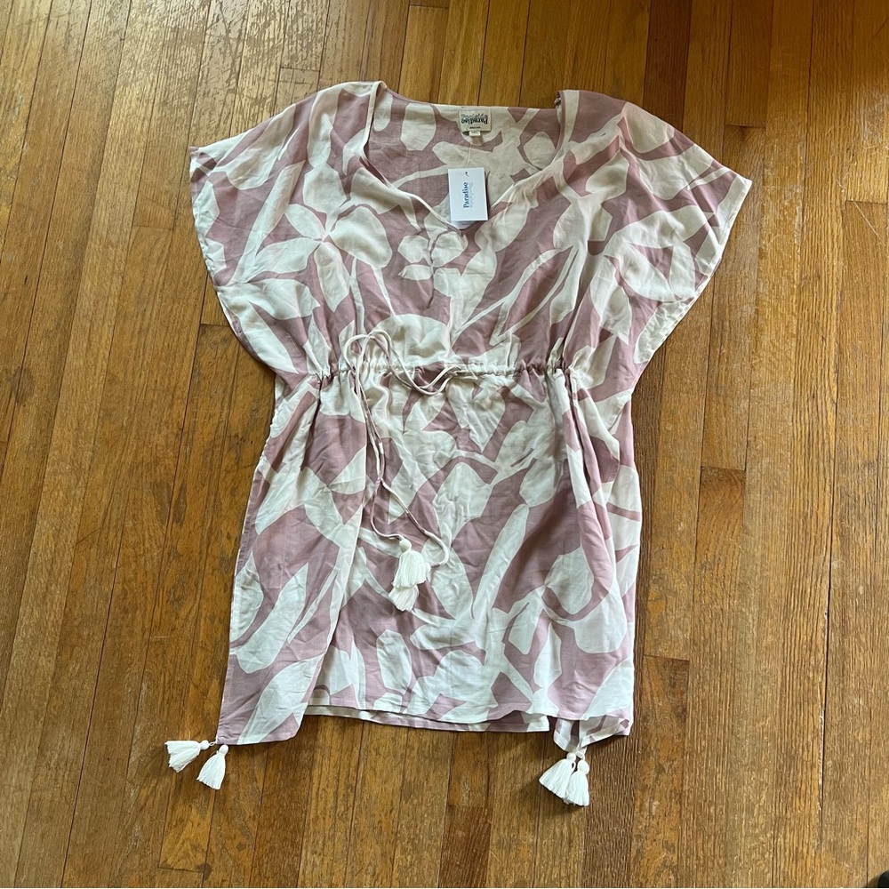 Poolside Paradiso size M/L pink and white coverup dress